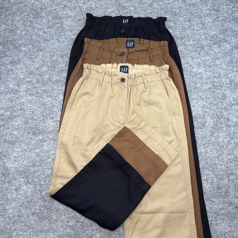 Gap Easy Twill pants women's XS khaki brown black relaxed wide leg preppy LOT